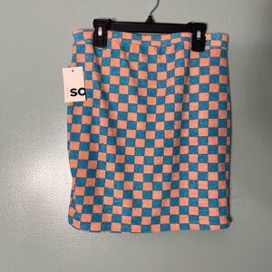 SO Checkered checkerboard mini Skirt - Blue and Pink new with tags